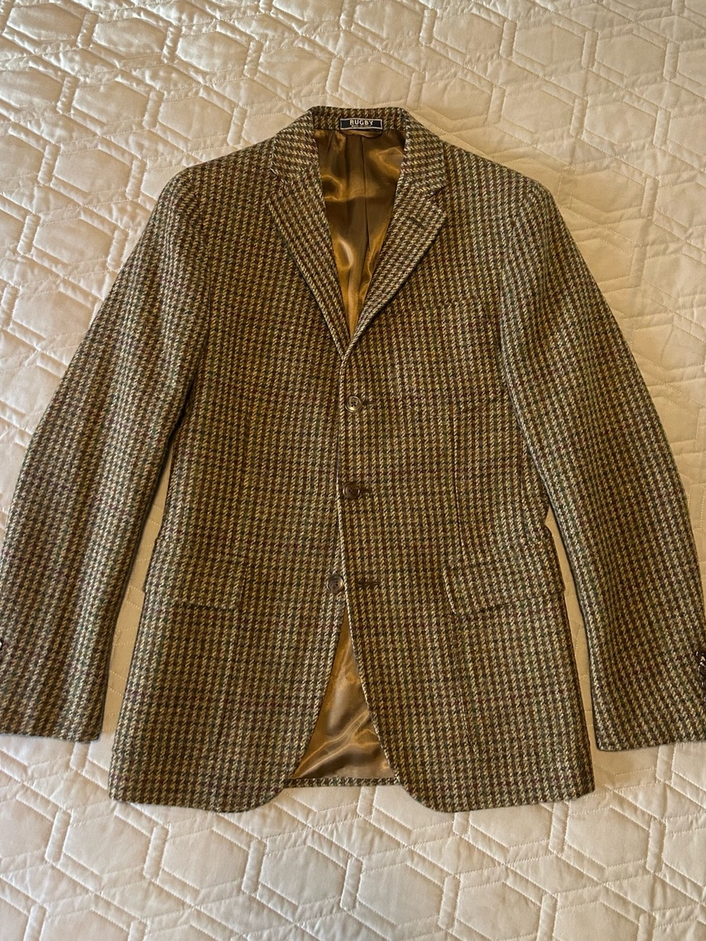 Ralph Lauren Rugby Wool Houndstooth Blazer Men’s 38R Made in Italy